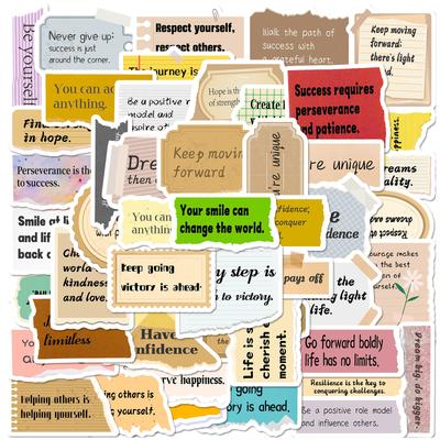 50 Hand-Torn Text-On-Video Special-Shaped Hand-Torn Feeling Inspirational Text-On-Video Ins Wind English Hand Account Stickers