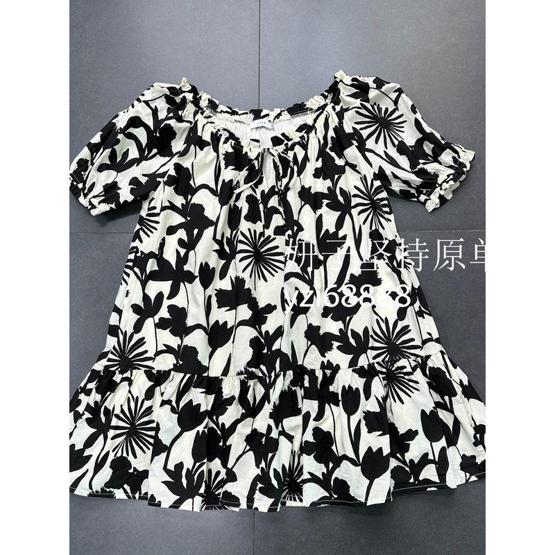 Export USA Lu's Original Pure Cotton Silhouette off-Shoulder Loose Loose Mini Dress Cute Cute Girl's Dress