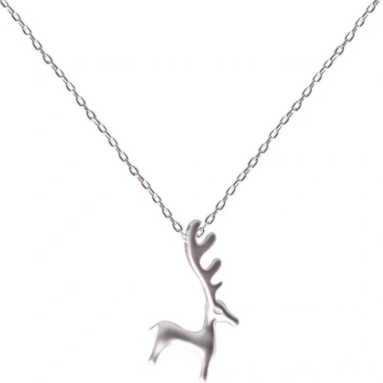 Beixi Hirschgeweih Halskette - Sterling Silber Hirsch Anhänger Schlüsselbein Kette für Damen - Elegantes und Exquisites Silber Schmuck Geschenk