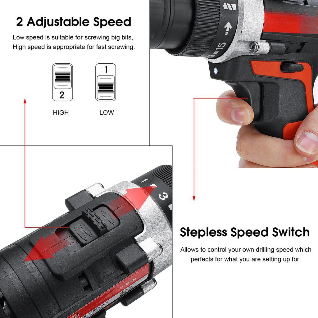 Destornillador inalámbrico sin escobillas de 12V/24V, taladro recargable, herramienta eléctrica, taladro eléctrico multifunción
