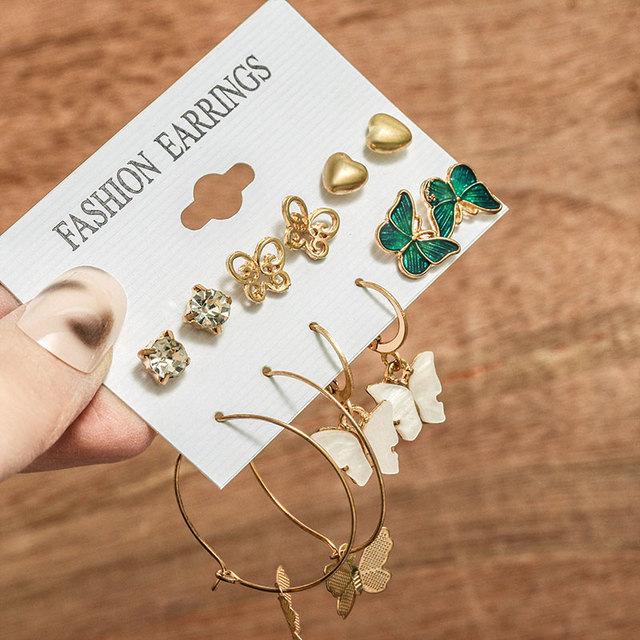 XP17 Gold Geometric Pearl Hoop Earring Set