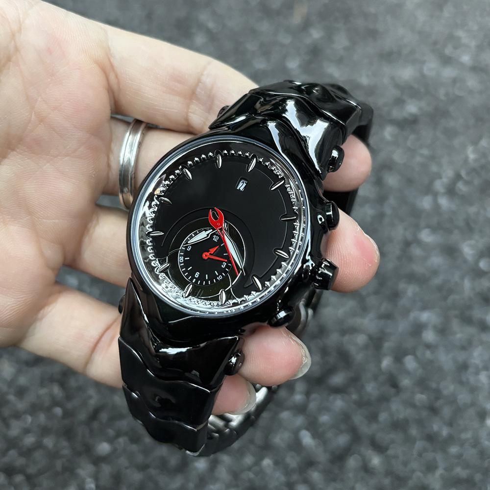 Fashion Blue Quartz Watch Mens Creative Alien Fake Dial Y2K Classic Unique Style Business Sports Men Watch Clock Mens Wristwatch