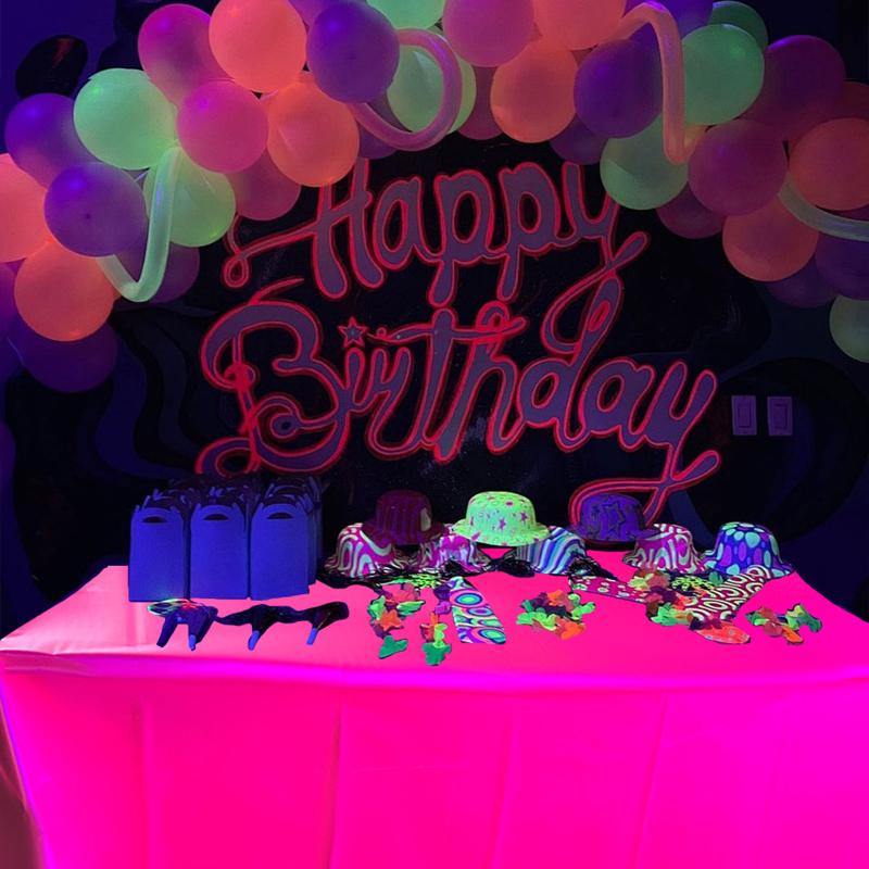 Fluorescent Tablecloth 54 X 108 Inches Glow In The Dark Neon Tablecloth Table Cover Party Decorations Supplies Easy-To-Clean