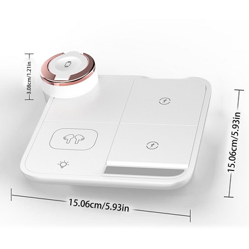 4 In 1 Wireless Charging Station Cell Phone Tablet Watch Charger with Colorful Light Foldable 15W Fast Wireless Charger Stand