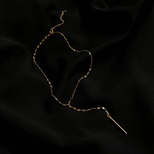 

925 стерлингового серебра Y-образная цепочка ожерелье женское продажа простые ювелирные изделия золотистый