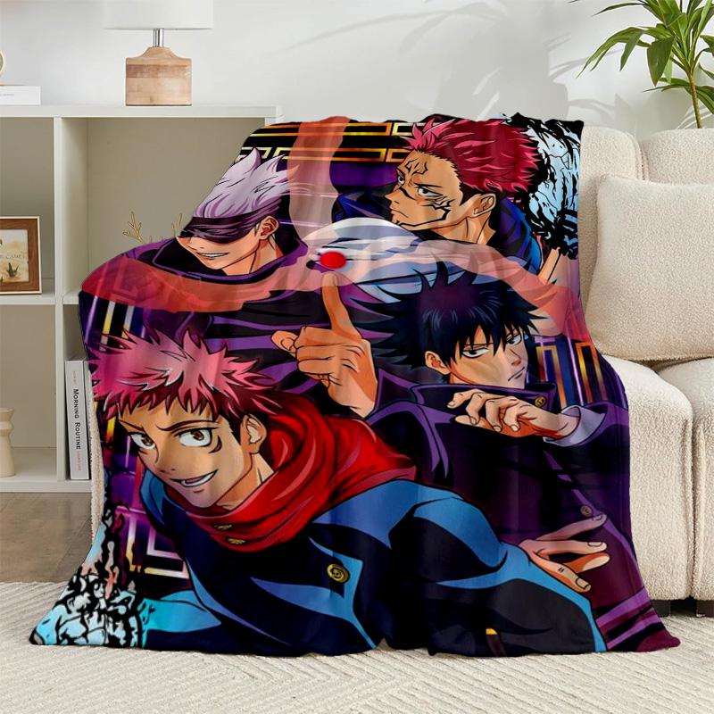 1PC Jujutsu Curse Battle Flannel Blanket Gift, Suitable for Both Men And Women, Soft Ideal for Beds And Sofa, Birthday Or Christmas Gift