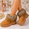 Women's Faux Fur Flat Snow Boots Winter Thick Sole Chunky Platform Ankle Boots  Plus Size Warm Comfort Non Slip Cotton Boots