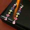 Silver Needle New Chinese Zircon Leaf Water Drop Earrings Light Luxury Premium Sense Earrings Retro Court Style Temperament Earrings Women
