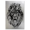 Feeby Canvas Print, Silver-coloured Drawing of a Lion's Head
