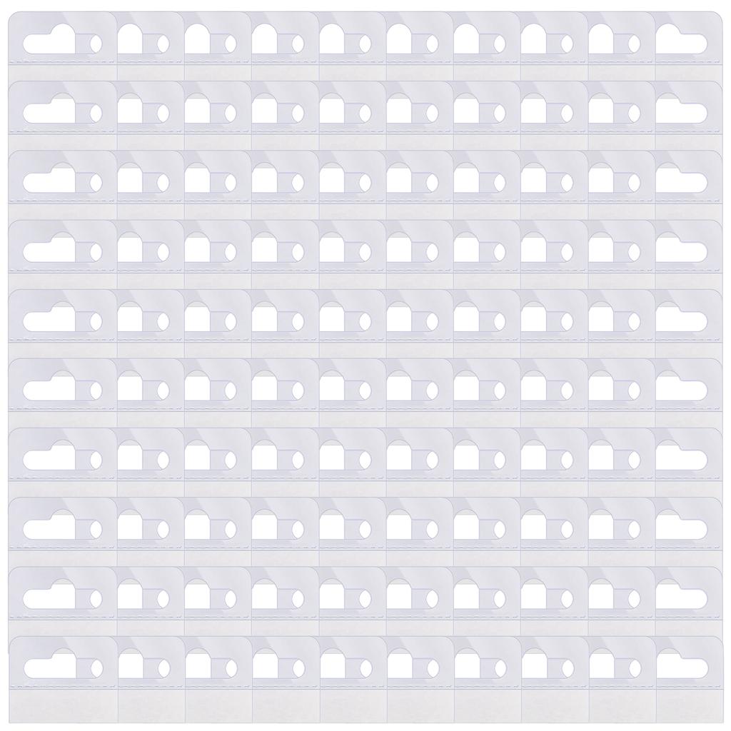 200pcs Clear Self Adhesive Slot Hole Hanging Tabs for Retail Display and Home Organization Waterproof Plastic Hooks