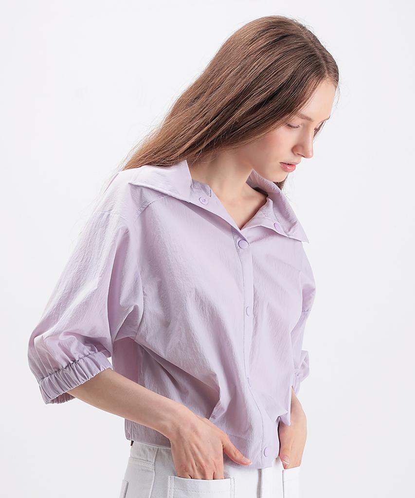 WHEN YOU MOVE Women'S Nylon Short Shirt Jacket Lavender