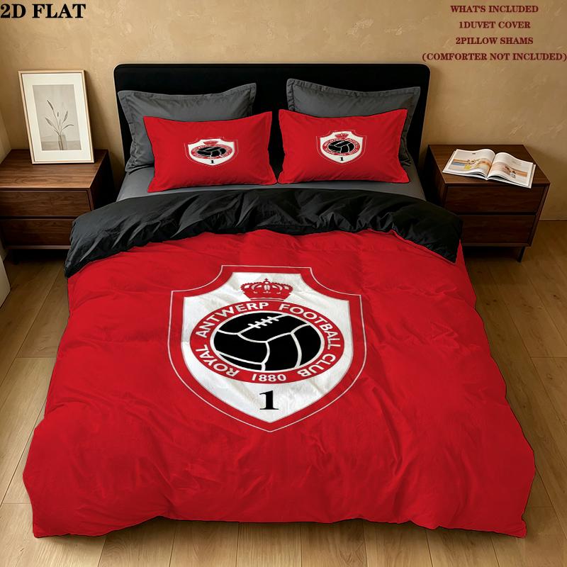 Royal Antwerp Fc Pattern Bedding uilt Set uilt Cover Pillowcase Home Decoration Birthday Gift (1 * duvet cover + 2 * pillowcase without core)