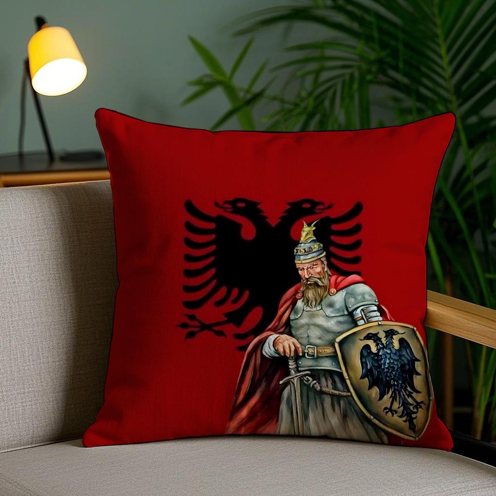 A-Albanias Flag Cushion Cover Soft Short Plush Double-Sided Printing Home Decor Machine Washable Pillow Case Gift