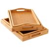 Bamboo Wooden Tea Tray Solid Wood Serving Tray Kung Fu Tea Cup Tray With Handle Rectangular Wooden Dinner Bread Fruit Food Plate