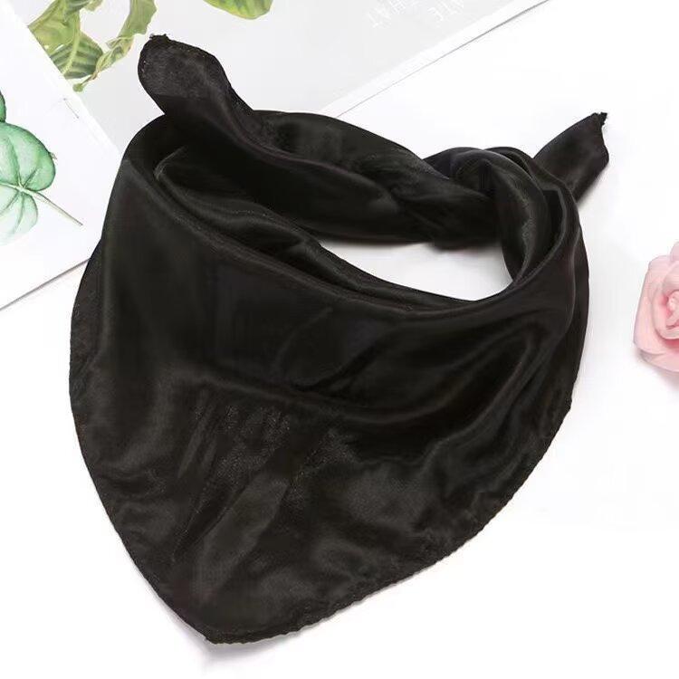 Solid color silk scarf women's thin small square scarf imitation versatile yarn summer multi-functional sunscreen scarf scarf