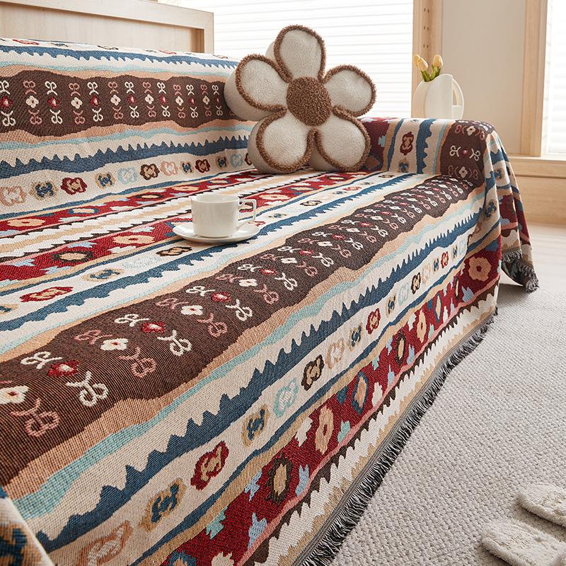 

Полотенце для дивана в стиле ретро, вязаное одеяло для дивана, нескользящее покрывало для дивана с защитой от царапин у кошек, жаккардовое полотенце для дивана, все включено, чехол, полотенце из ткани 90x90