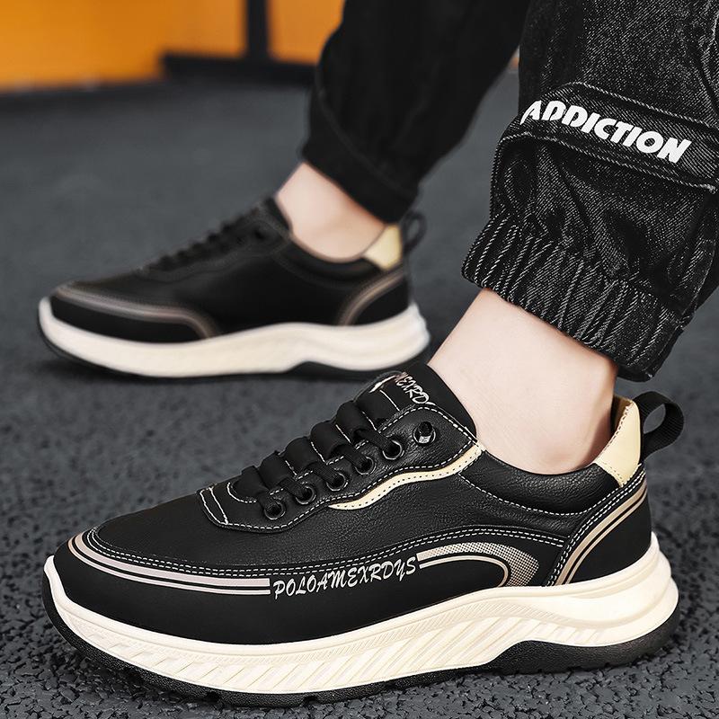 

Мужская обувь Paul 2025 года, новая осенне-зимняя обувь из кожи для работы, мужская повседневная обувь, легкая спортивная обувь для бега и папы, модная обувь 39 чёрный