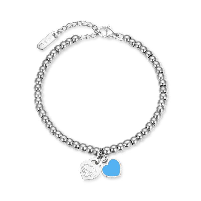 European and American Products 4mm Round Bead Bracelet, Titanium Steel Beaded Peach Heart Bracelet 2026