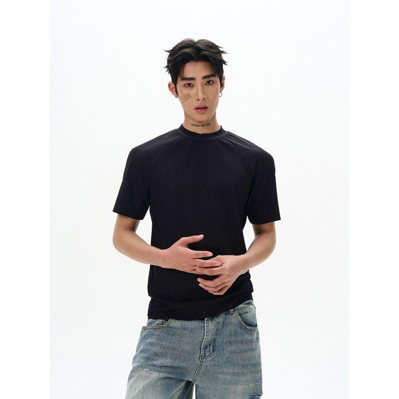 Kisko Simple Basic Commuter Cool Slim-Fit Boxy Regular Shoulder Short-Sleeve T-Shirt for Men and Women Summer Cleanfit Top