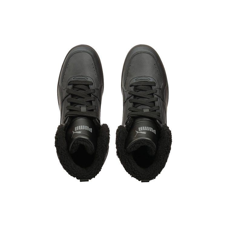 PUMA Rebound Joy Fur Comfortable Round Toe Cushioning Abrasion Resistant High top Basketball Shoes Unisex Black 375576-04