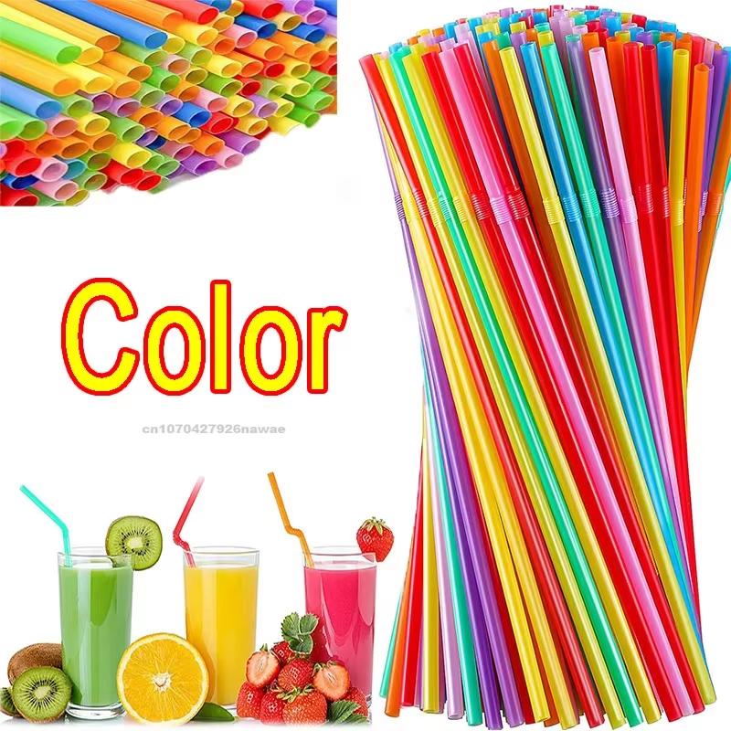 100-1000Pcs Multicolor Drinking Straw Disposable Wedding Party Birthday Milk tea Juice Straw Bar Accessories Beverage Wholesale