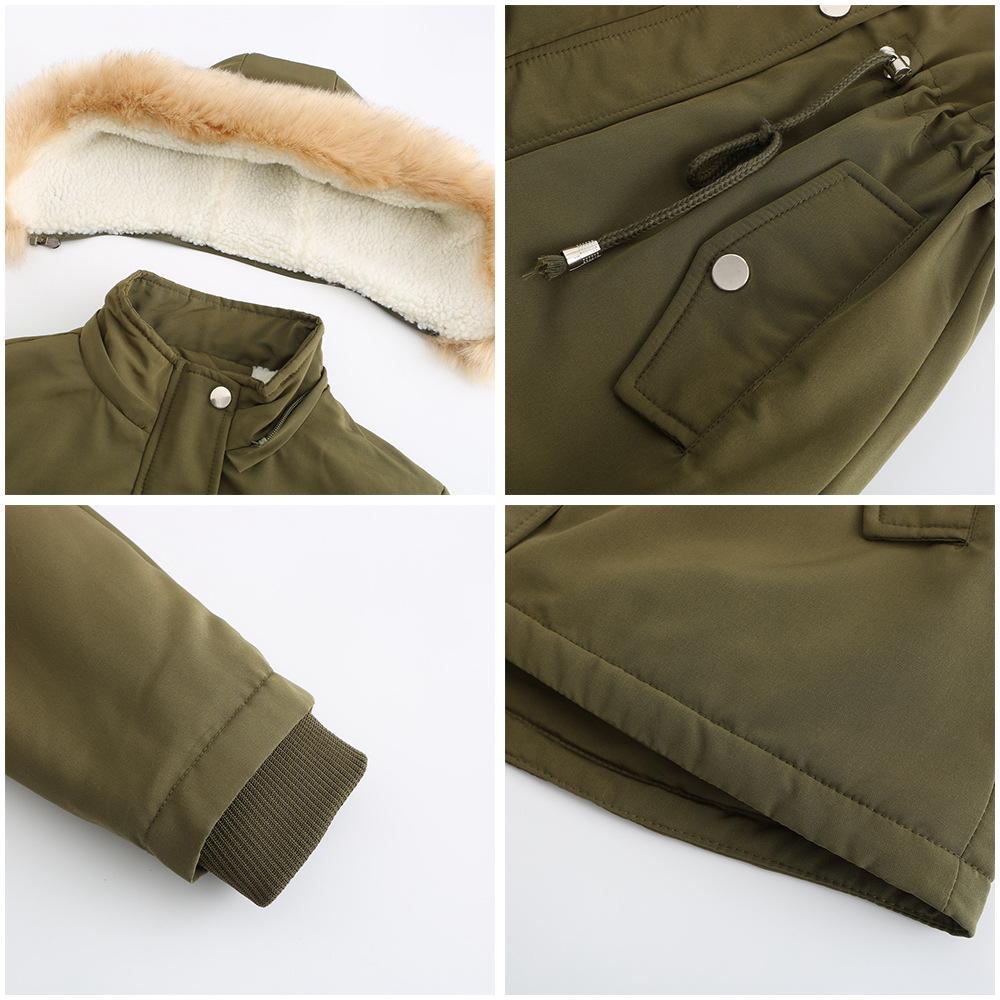 2024 Autumn/Winter Women's Thick Lambswool Cotton Jacket with Removable Hood and Fleece Lining