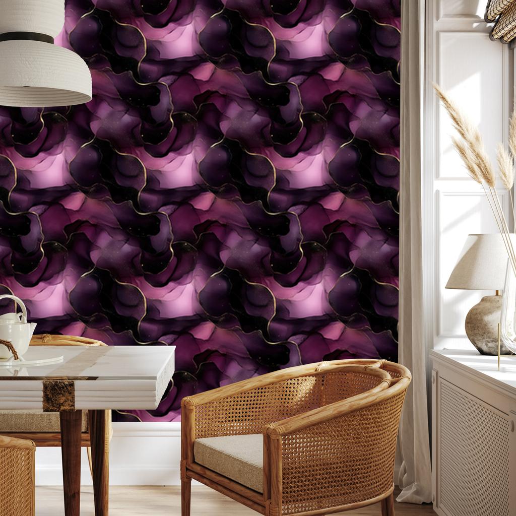 Ink Black and Burgundy Wallpaper for Living Room and Bedroom 50x1000