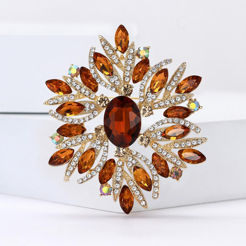 Women Glass Brooch Rhinestone Shining Boutique Decoration Badges Pins