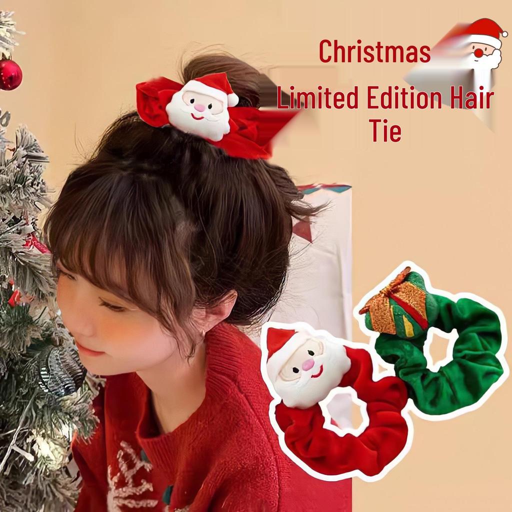Santa & Reindeer Christmas Scrunchies - High Elasticity Hair Accessories for Women