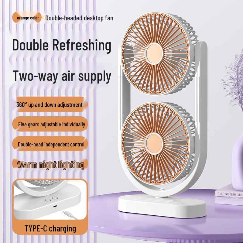 

New Rechargeable Dual-Head Desktop Fan with Adjustable Eight-Inch Air Circulation and Long Battery Life for Home Use Eight-Inch Fan