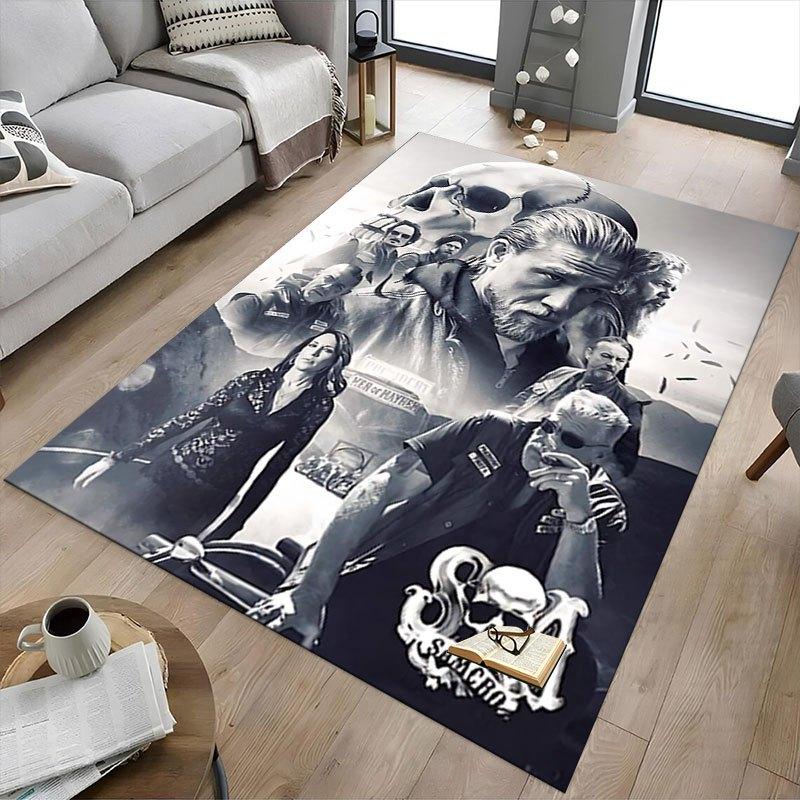 1pc Sons of Anarchy Themed Office Carpet Chair Mats - Durable Polyester Rug for Home Theater, Office, Dorm Room Decor - tA10