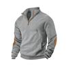 Men's Casual Sports Sweatshirt Jacquard Small Checkered Stand Collar Half Zipper Solid Color Loose Top