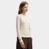 FILA Original Fashion Simple Classic Retro Sports Casual Versatile Comfortable Round Neck Slim Fit Long Sleeve T-Shirt Women tops Khaki F11W619214FBG