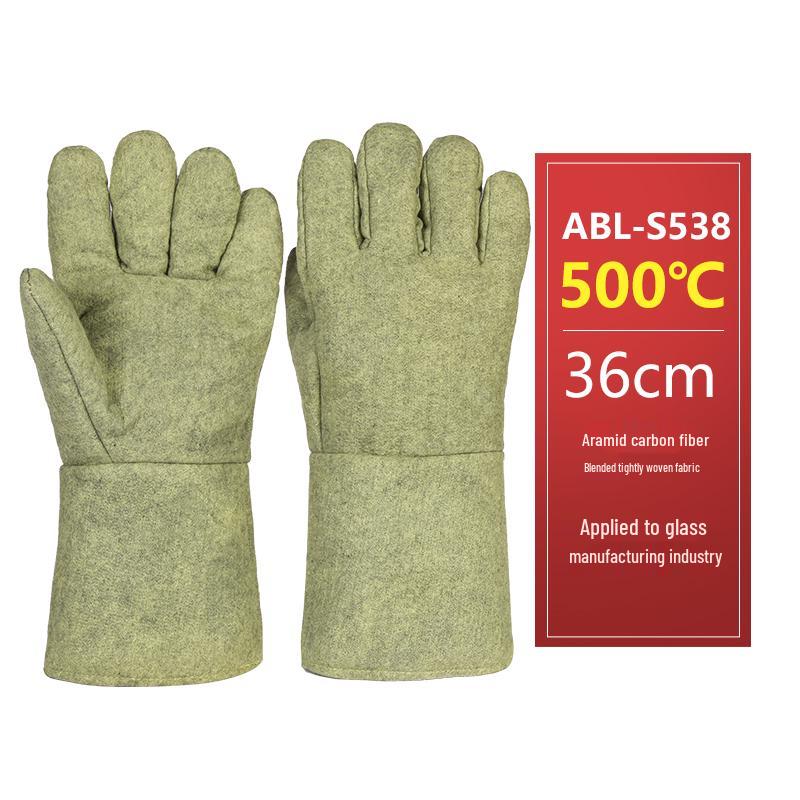 Industrihandskar som tål höga temperaturer: Skållningsskyddande, Brandsäker, Värmeisolering upp till 1000°F, Flexibel femfingerdesign.