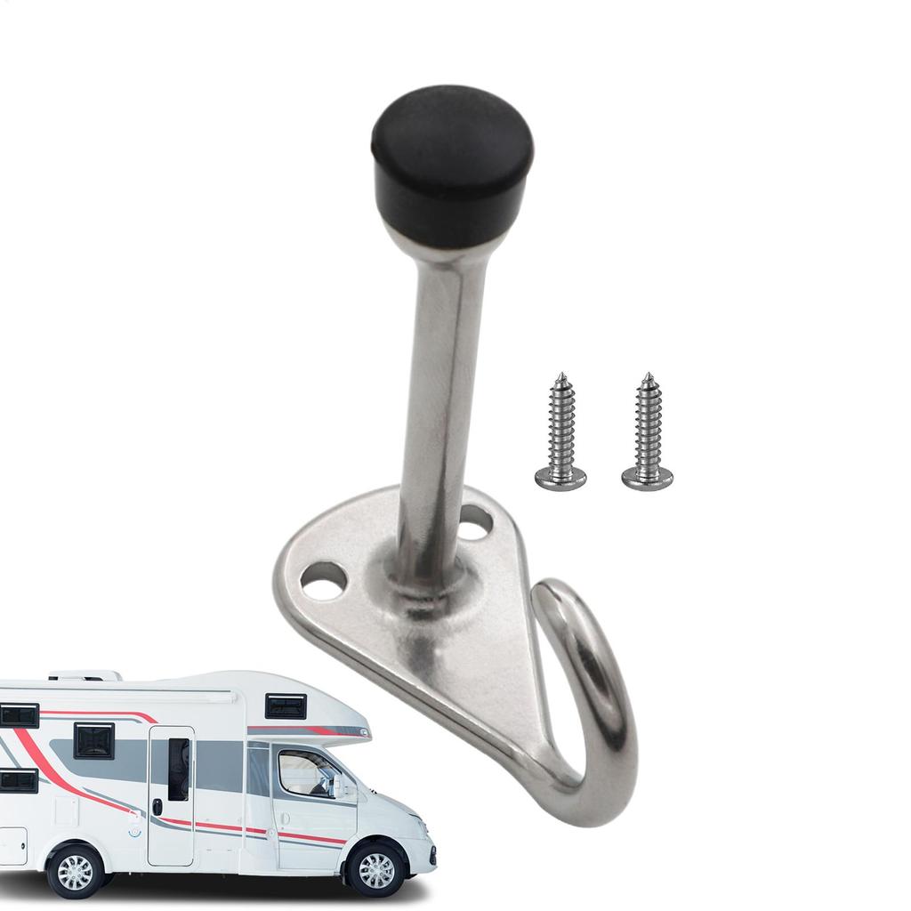 Stainless Steel RV Door Stoppers Quiet Protector Blocker Hardware Buffer Rubber Cylindrical Wall Door Stopper With Hook