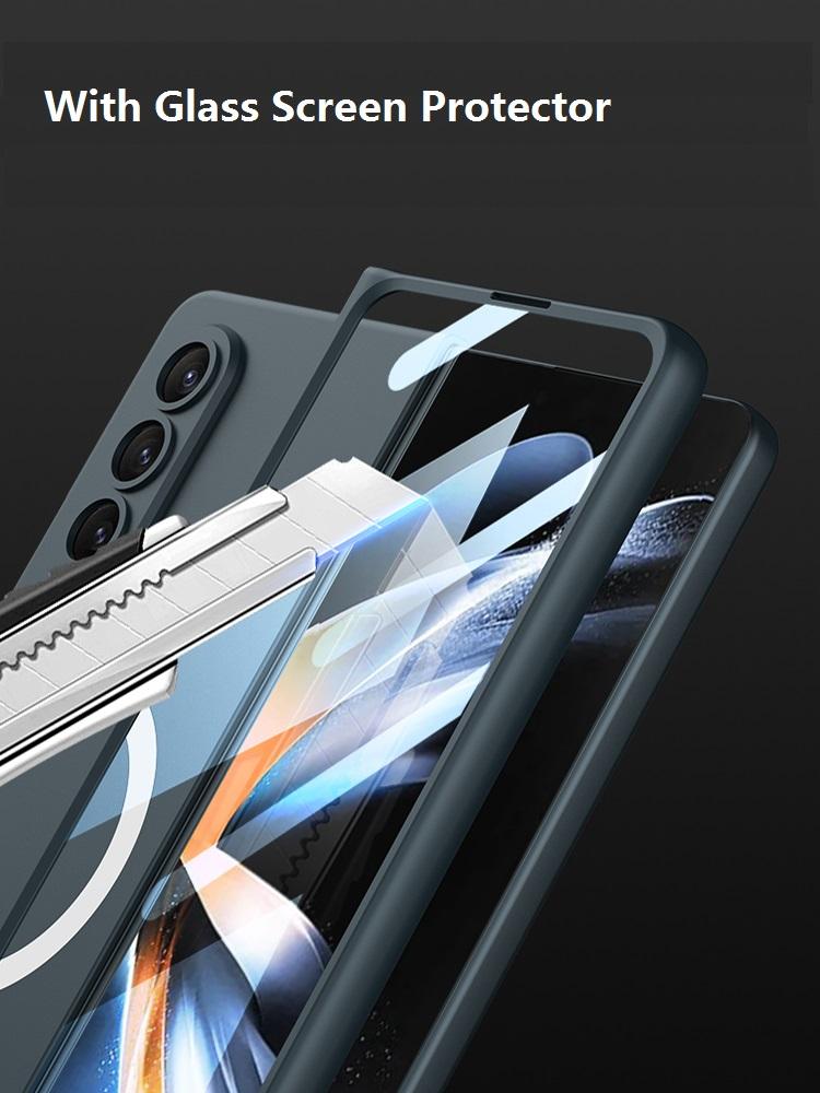 Magnetic Wireless Chargers For Samsung Galaxy Z Fold 4 Case Glass Film Screen Protector Matte Hard Cover