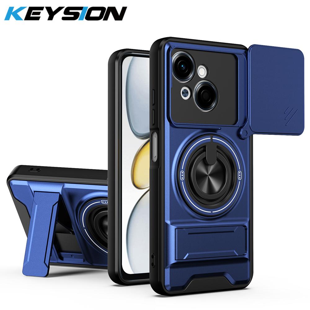 KEYSION Magnetic Phone Case for TECNO Spark Go 1 1S 2025 Slide Camera Protection Upright Kickstand 360 Ring Shockproof Back Cover