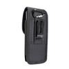 For iPhone 16 Pro (2024) Vertical Leather Nylon Belt Pouch Case - Black