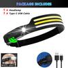 Sensor Headlamp LED Head Flashlight Rechargeable Headlight Head Torch Built-in Battery 5 Lighting Modes Fishing Camping Lantern