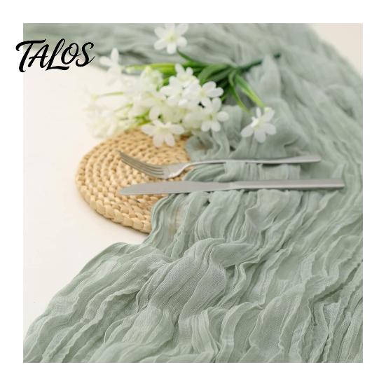 Eleganter Tischläufer für Geburtstage Mullläufer, Rustikal Boho 35 x 118 Zoll Besondere Anlässe Einfarbige Knitteroptik Hochzeitsparty Braut