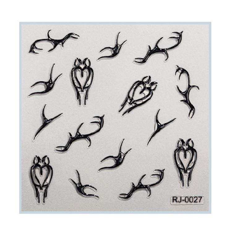 

Embossed Cartoon Nail Art Stickers Decals Self-Adhesive Floral Nail Supplies