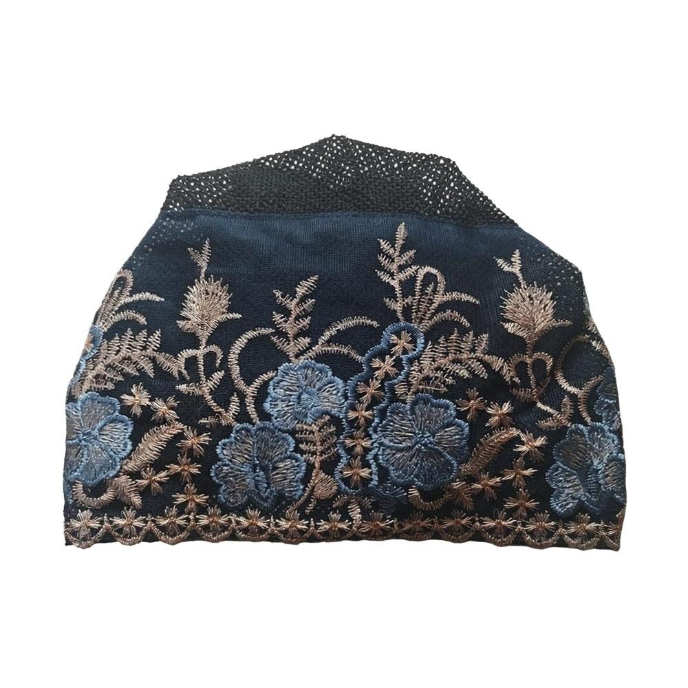 Fashion Flower Embroidery Bonnet Hat Full Coverage Cover White Hair Headscarf Breathable Elastic Cancer Chemo Hat Women Headwear