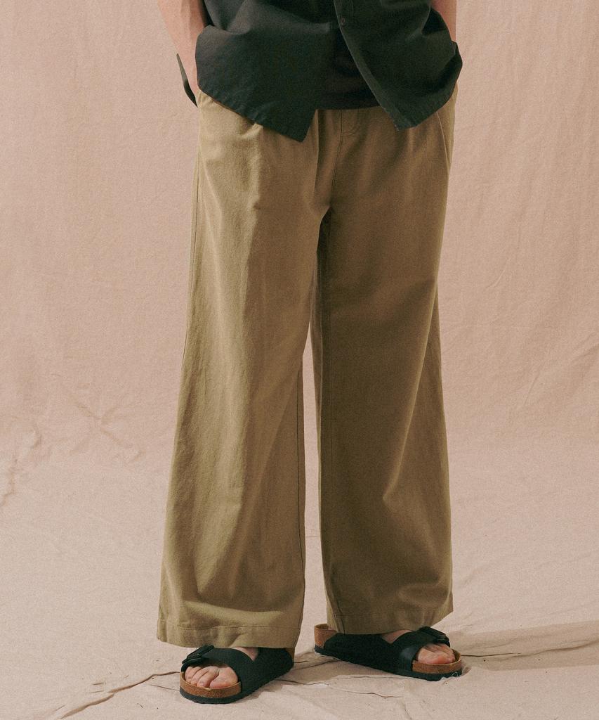PERSTEP Cool Mix Linen-Like Flare Fit Long Pants Dark Beige Khlp4703