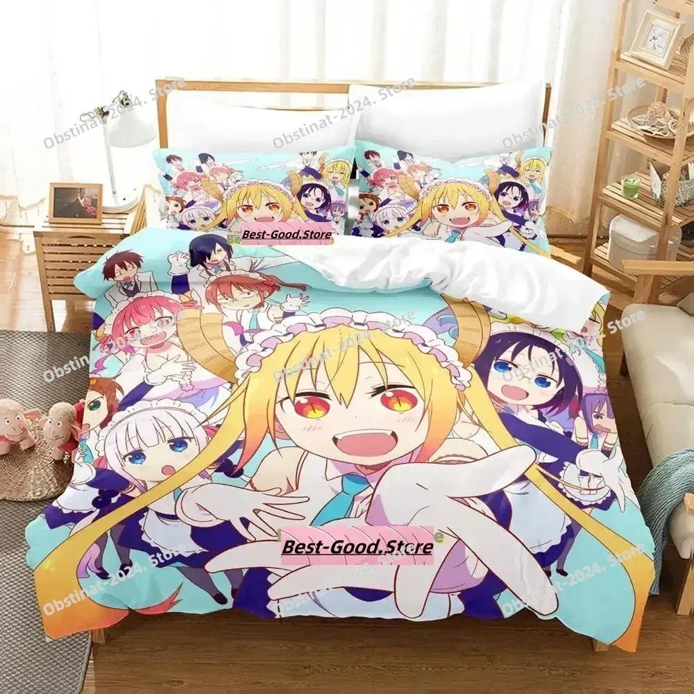 Mis Kobayashi's Dragon Maid Beding Set Printed Bed Linen Set With Pilowcase Bed Soft Duvet Cover Soft Quen Super King-Sized Dimensionsd Dimensions