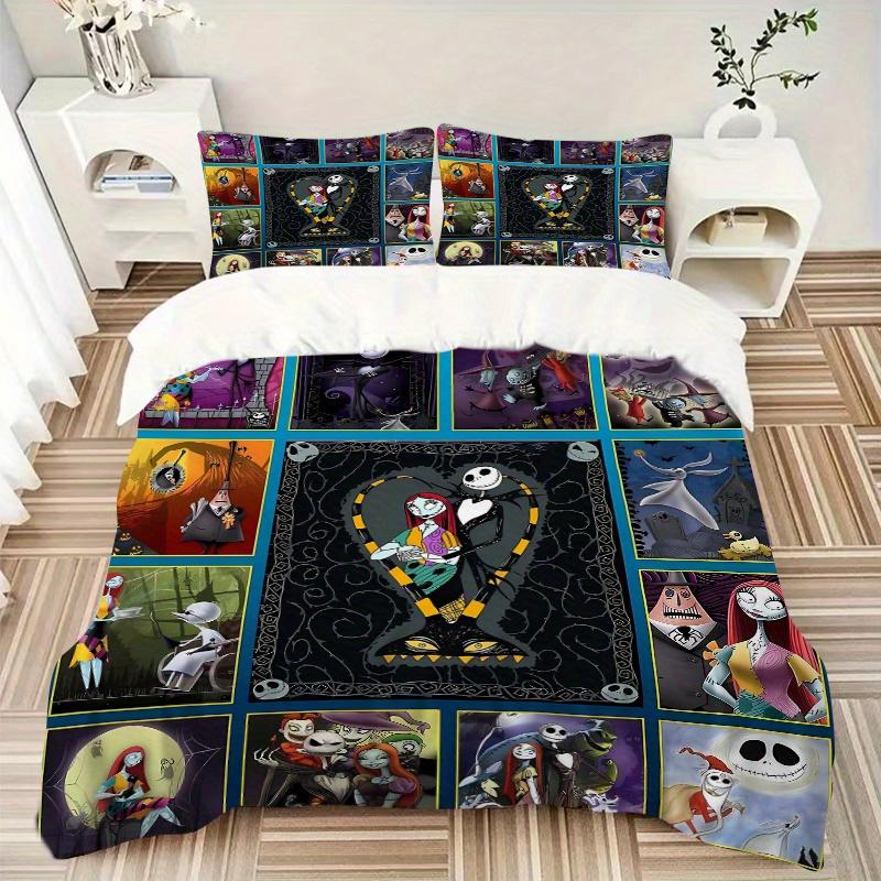 3pcs Jack Tim Burtons The Nightmare Before Christmas Quilt Cover Set (1 Quilt Cover + 2 Pillowcases Without Pillow Core), High-Definition Pr