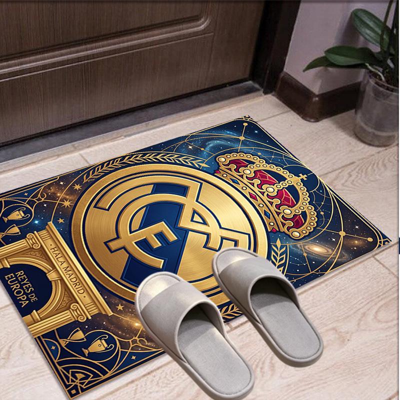 Real Madrid Football Pattern Rug, Indoor/Outdoor Mat, for Picnic, Gameroom, Bedroom, Office, Living Room, Home Decor Carpet, Birthday Gift
