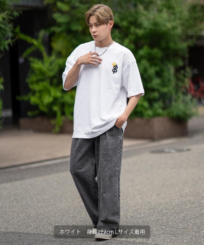 IMPROMES Casual SIDEWAYSTANCE Men's Black Short Sleeve T-Shirt with Thick Embroidered Crown S Logo