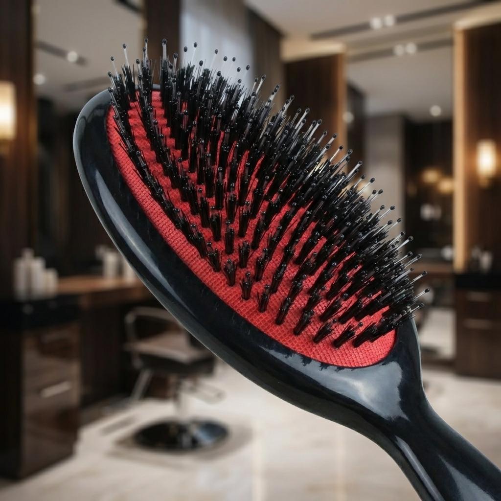 Hair brush for hair extensions with natural boar bristles L