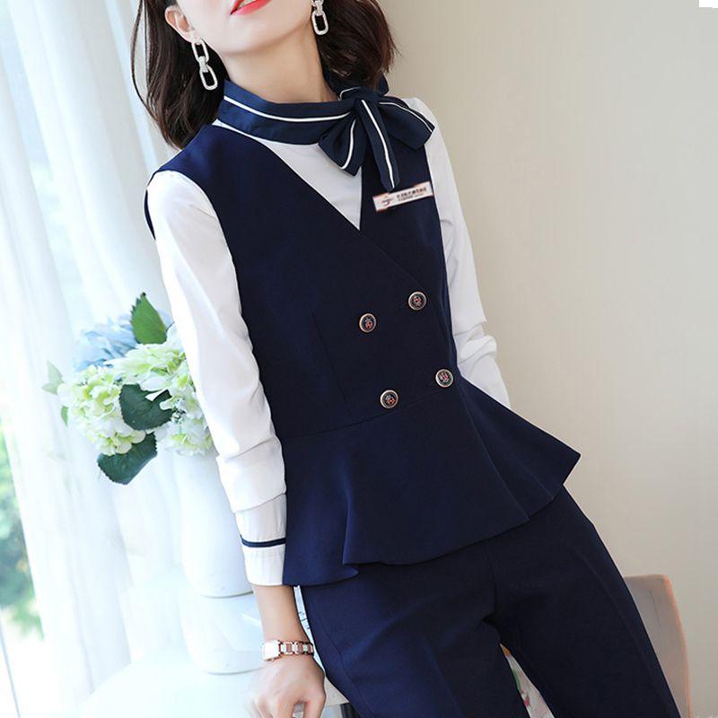 

Ресепшн Стройный вид Осень и Зима Стюардесса Косметолог Рабочая одежда Shirt + skirt color message XXL