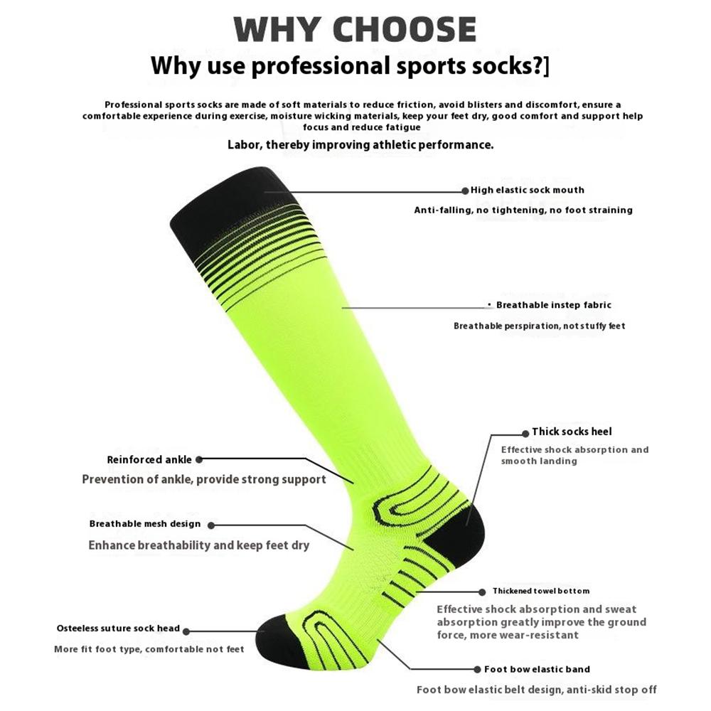 PORFIN 1 Paar M Größe 34 - 38 Professionelle Fußballsocken Atmungsaktiv Hoher Schaft Verdickt Trainingssocken